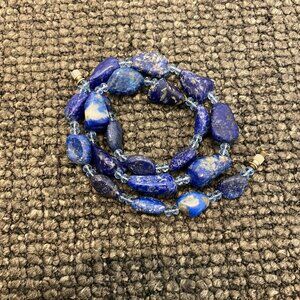 Vintage Blue Lapis Stone Necklace / 20"